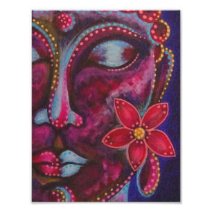 BUDDHA COM UM POSTER DO IMPRESSÃO DA FOTO DA FLOR