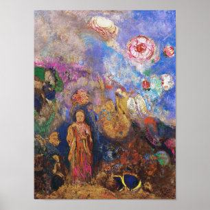 Buddha e a flor - impressão do poster por Redon