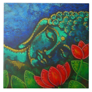 BUDDHA EM MEU JARDIM 6" X 6" AZULEJO DA FOTO