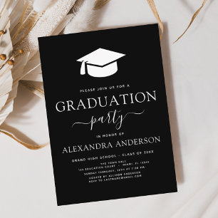 Budget 2022 Graduation Party Black Invitation