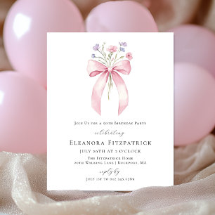 BUDGET 90 Birthday Pink Arco Wildflower Convite