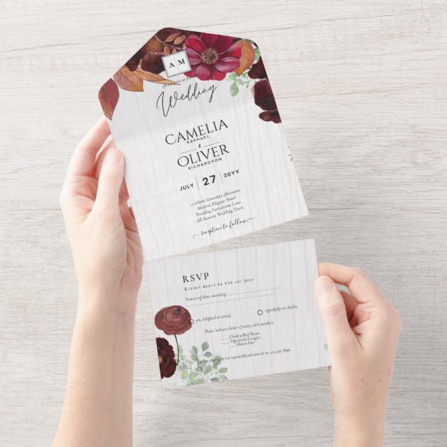 BUDGET All-in-1 Rustic Fall Maroon Burgundy Casame (Aba destacável)