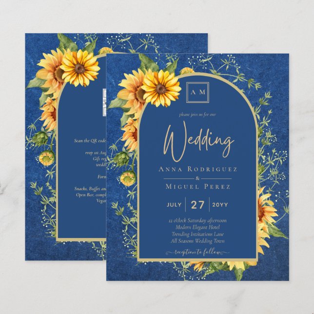 BUDGET All-in-1 Rustic Sunflower BLUE Wedding (Frente/Verso)