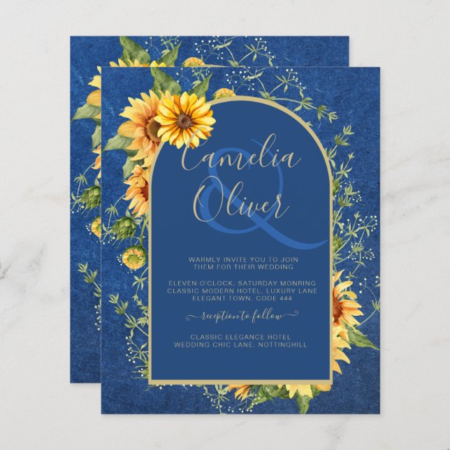 BUDGET All-in-1 Rustic Sunflower BLUE Wedding (Frente/Verso)