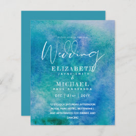 BUDGET Aqua Watercolor Convite de casamento Ocean 