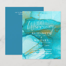 BUDGET Aqua Watercolor Convite de casamento Ocean 