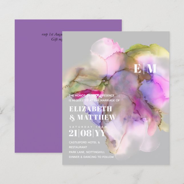 BUDGET Aquarela Abstrato Roxo Cinza (Frente/Verso)