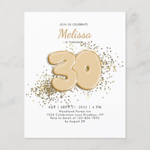 BUDGET Balões Dourados de 30 Branco Confetti Anive