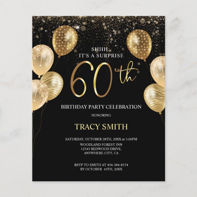 BUDGET Balões Dourados Negros 60º aniversário surp (Frente)