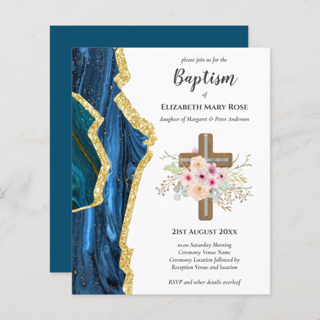 BUDGET Baptism Christening Bautizo Bautismo INVITE (Frente/Verso)