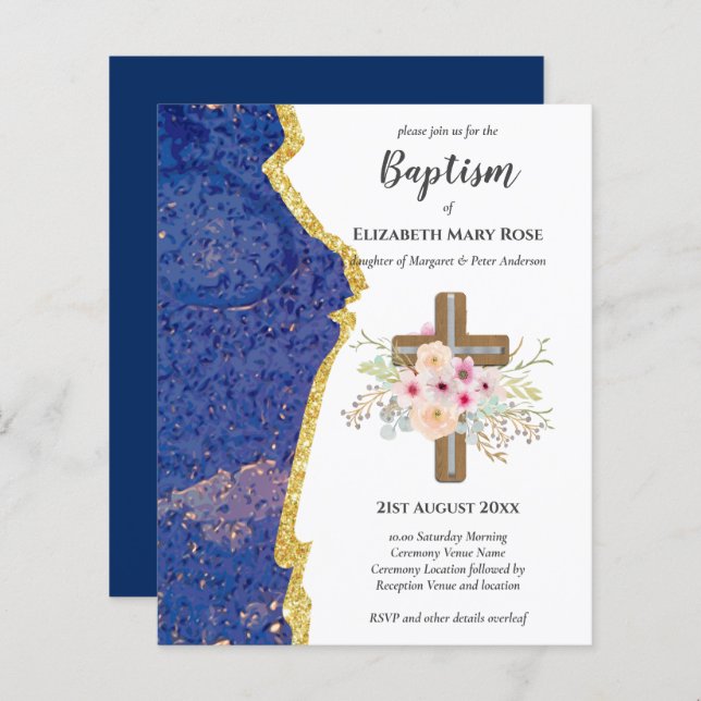 BUDGET Baptism Christening Bautizo Bautismo INVITE (Frente/Verso)