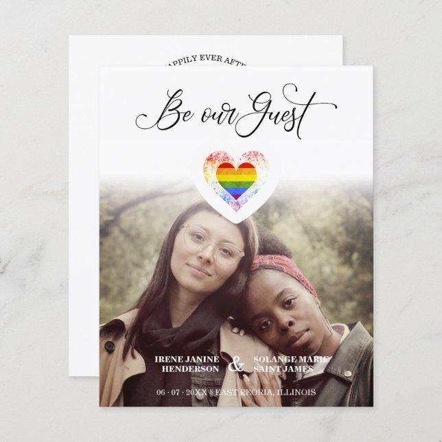 Budget Be our Guest Quote Pride Rainbow Heart LGBT (Frente/Verso)