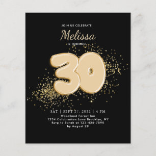 BUDGET Black Dourado 30 Balloons Confetti Aniversá
