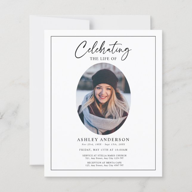 Budget Black White Celebration of Life Funeral (Frente)