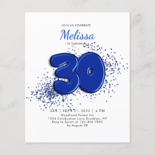BUDGET Blue 30 Balloons Confetti Adulto Aniversári