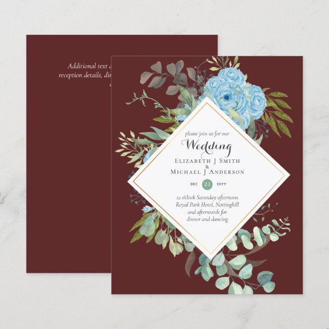 BUDGET Blue Floral Casamentos Eucalyptus (Frente/Verso)