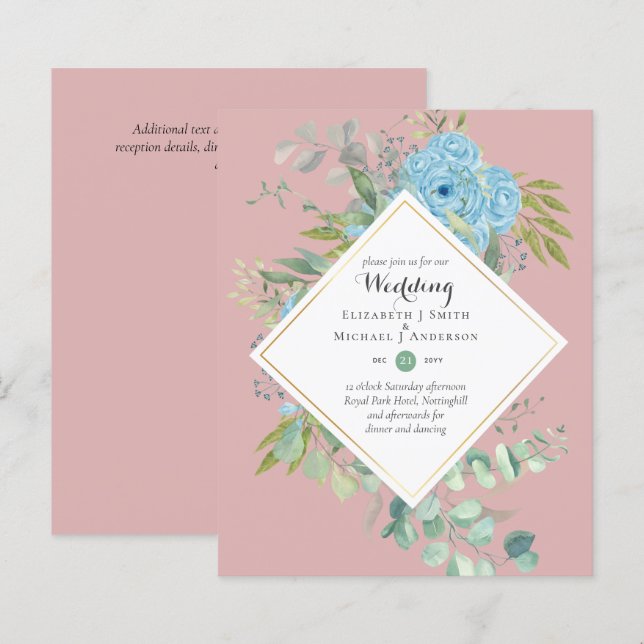 BUDGET Blue Floral Casamentos Eucalyptus (Frente/Verso)