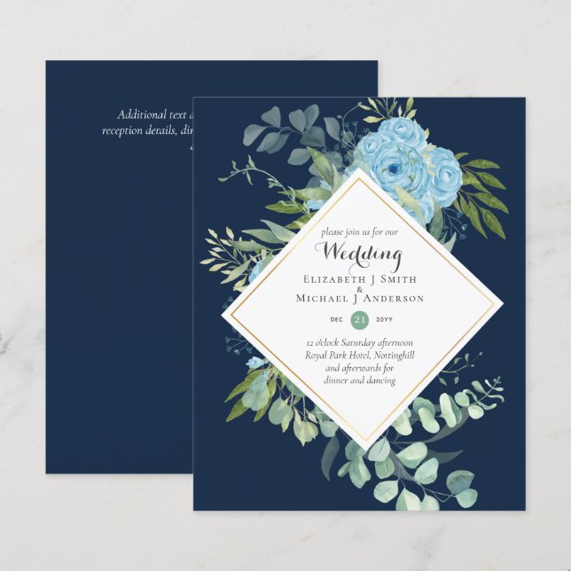 BUDGET Blue Floral Casamentos Eucalyptus (Frente/Verso)