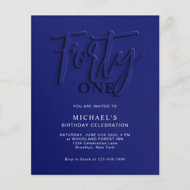 BUDGET Blue Script 40º Aniversário do Adulto (Frente)