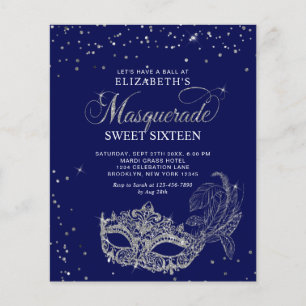 BUDGET Blue Silver Glitter Mascarada Sweet 16