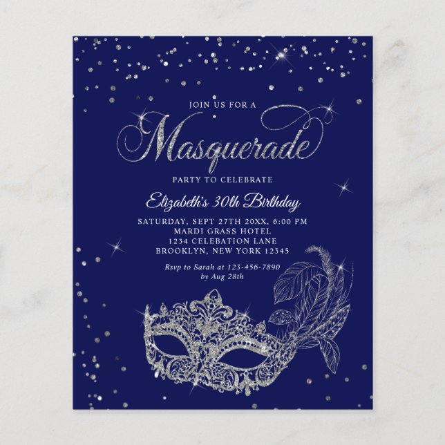 BUDGET Blue Silver Photo Masquerade Birthday (Frente)