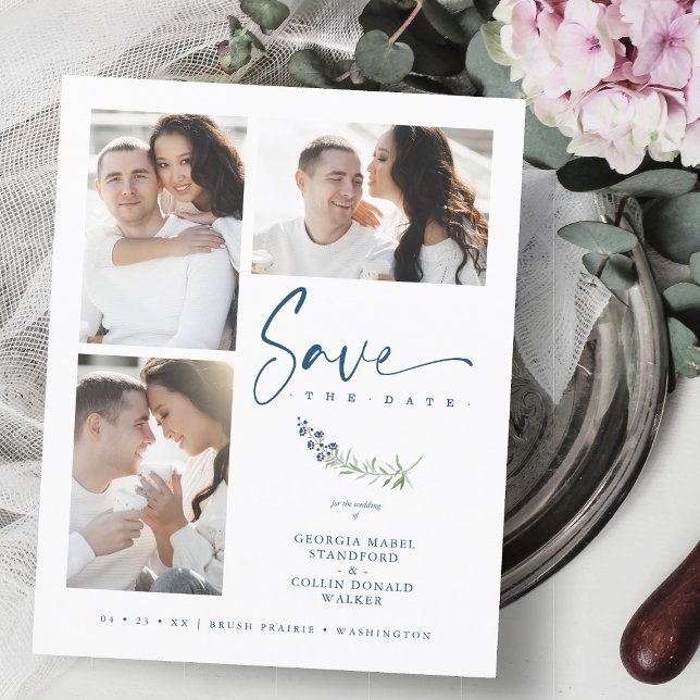 Budget Blue Trendy Branches Wedding 3 Photos (Criador carregado)