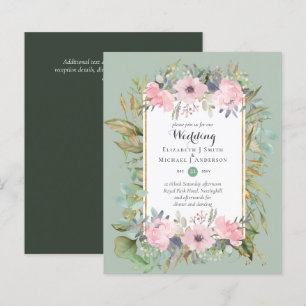 BUDGET Blush Floral Cor-de-rosa Convites