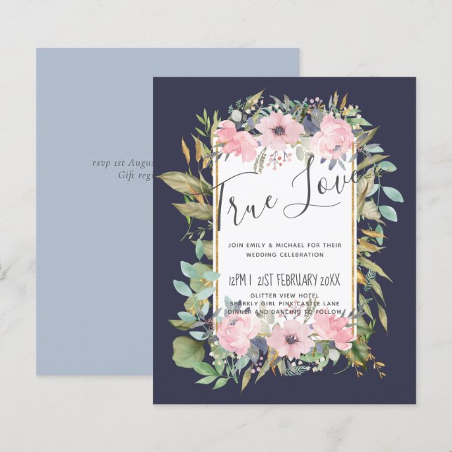 BUDGET Blush Floral Sage Casamento Verde (Frente/Verso)