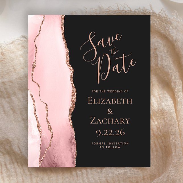 Budget Blush Pink Agate Rose Gold Save the Date (Criador carregado)