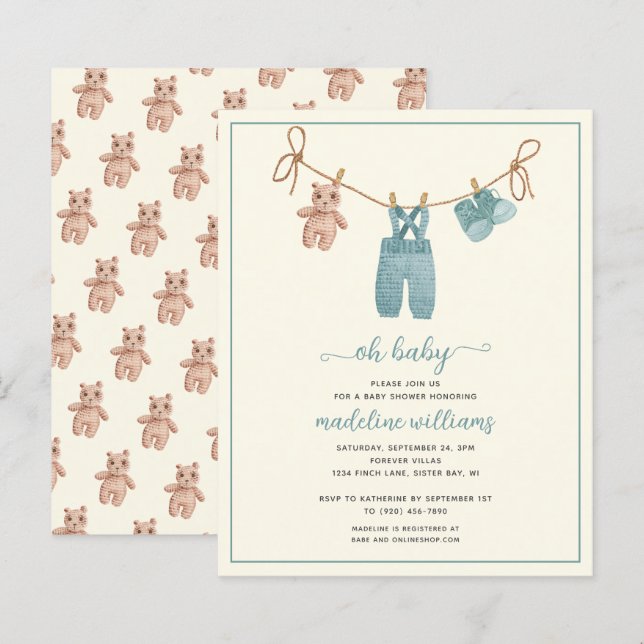 BUDGET BOHO Bebê Roupas Garoto Chá de fraldas Conv (Frente/Verso)