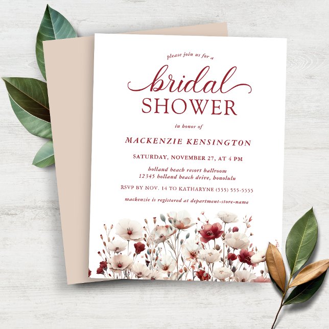 BUDGET Boho Summer Fall Chá de panela de flor selv (BUDGET Boho Summer Fall Wildflower Bridal Shower Invitation)