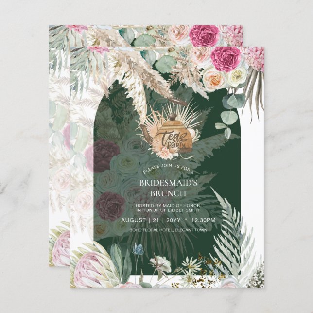 BUDGET Boho TEA FESTA Pampas Chá de panela (Frente/Verso)