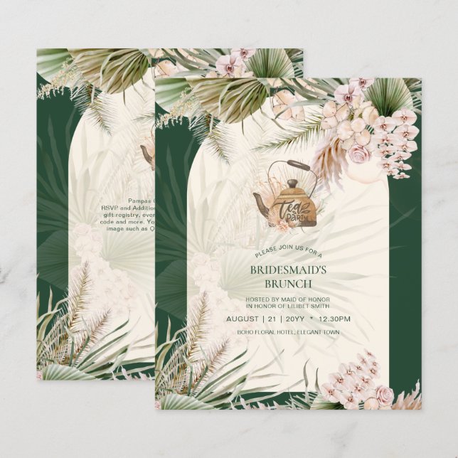 BUDGET Boho TEA FESTA Pampas Chá de panela (Frente/Verso)