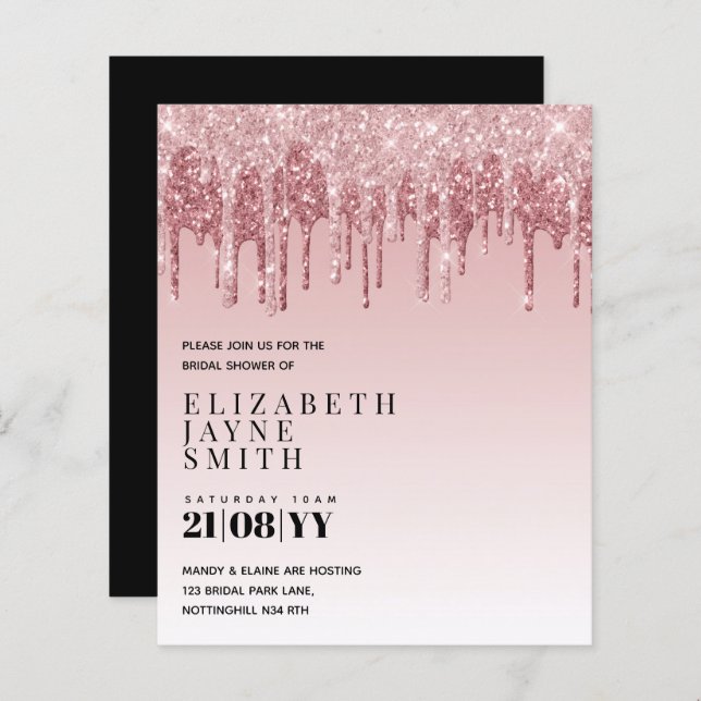 BUDGET Bonito Girly Chá de panela Convida a brilha (Frente/Verso)