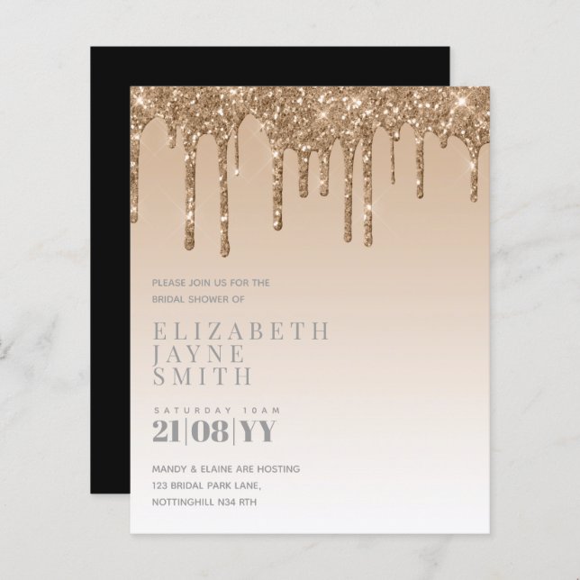 BUDGET Bonito Girly Chá de panela Convida a brilha (Frente/Verso)