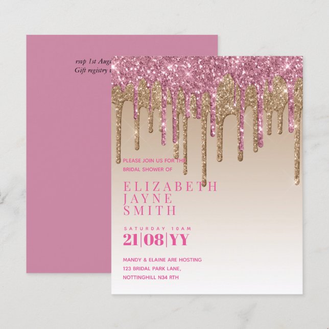 BUDGET Bonito Girly Chá de panela Convida a brilha (Frente/Verso)