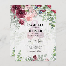BUDGET Burgundy Blush Convite de casamento Floral