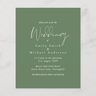 BUDGET Casamento Cores Verde Sage Convite para Oli