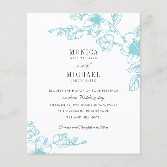 BUDGET Chic AQUA Magnolia Flower Branch Casamento (Frente)