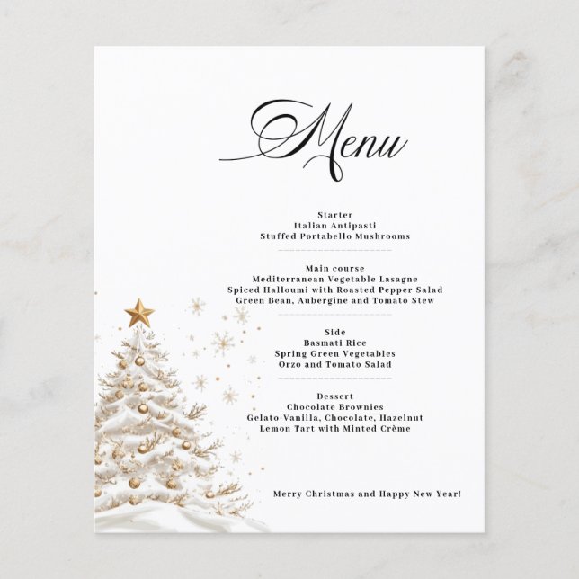 Budget Christmas Tree Menu Card Paper Sheet (Frente)