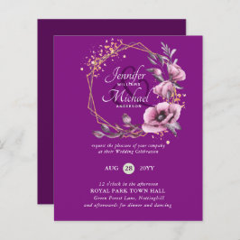 BUDGET Convites Dourados Florais Roxos