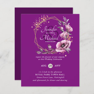 BUDGET Convites Dourados Florais Roxos