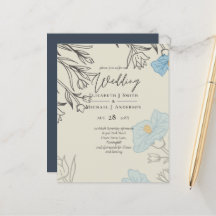 BUDGET Dsty Blue Poppy Magnoly Convite de casament