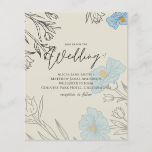 BUDGET Dsty Blue Poppy Magnoly Convite de casament