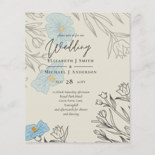 BUDGET Dsty Blue Poppy Magnoly Convite de casament