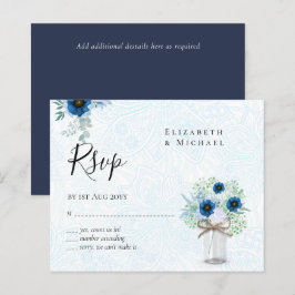 BUDGET Dusty Blue Floral RSVP Monocromático