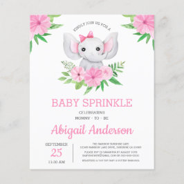 BUDGET Elephant Baby Sprinkle Convite Floral