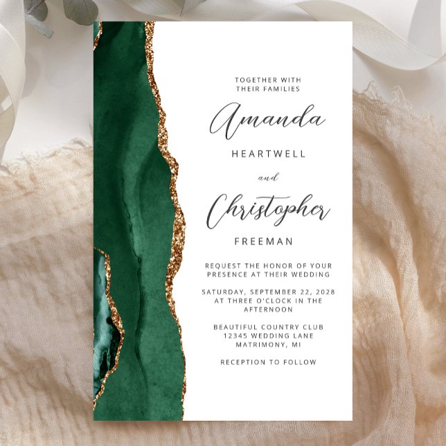 Budget Emerald Green Gold Agate Wedding (Criador carregado)