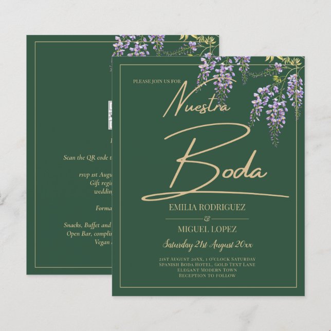 BUDGET ESPANHOL All-in-1 WISTERIA Dourada BODA Ver (Frente/Verso)
