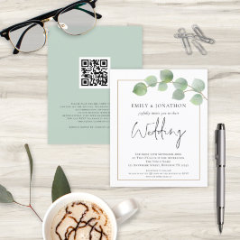 BUDGET Eucalyptus Código QR Convite para Casamento